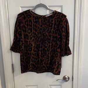 LOFT Brown and Black Animal Print Blouse